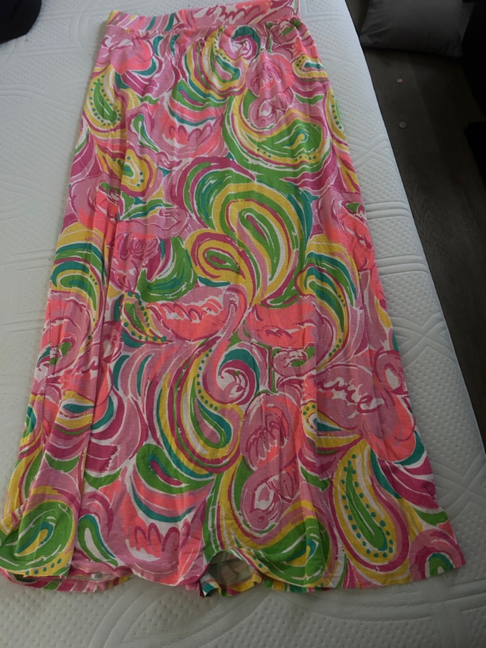 Lilly Pulitzer- Colorful Swirl Maxi Skirt - Pink, Green, Yellow, Size Medium